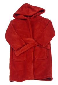 Červený chlupatý župan s kapucí Primark