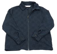 Tmavomodrá kockovaná prepínaci mikina s golierom H&M