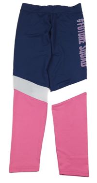 Tmavomodro-ružové športové legíny s nápisom Ergeenomixx