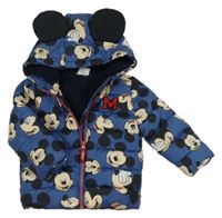 Tmavomodrá šusťáková zimní bunda s Mickeym a kapucí Disney