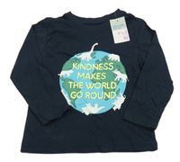 Nové - tmavomodré triko s dinosaury a planetou Primark