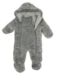 Šedá chlupatá zateplená kombinéza s kapucí George