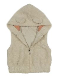 Béžová huňatá podšitá vesta s kapucňou Mayoral