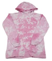 Ružovo-biela batikovaná mikina s kapucňou George