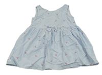 Světlemodro-biele pruhované šaty s třešněmi H&M