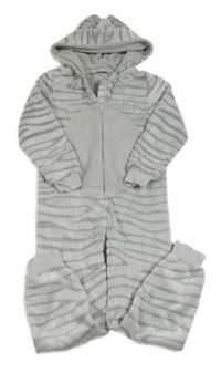 Sivá vzorovaná chlpatá kombinéza s kapucňou Yd.