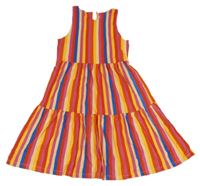 Farebné pruhované bavlnené šaty