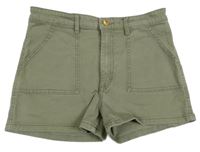 Khaki riflové kraťasy H&M