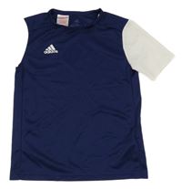 Tmavomodro-bílé sportovní funkční tričko s logem Adidas