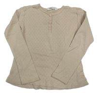 Béžové tričko s perforovaným vzorom a gombíkmi H&M
