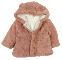 Ružová chlpatá zateplená bunda s kapucňou Nutmeg