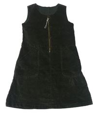 Tmavozelené rifľové zamatové šaty so zipsom St. Bernard