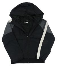 Čierno-sivá šušťáková športová bunda s kapucňou Nike