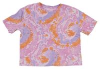Ružovo-oranžové vzorované crop tričko Primark