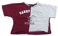 Vínovo-sivé crop tričko s Harry Potterem zn. Primark