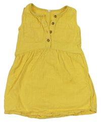 Žlté plátenné šaty s gombíky
