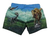 Modro-zelené plážové kraťasy s dinosaury - Jurský svět H&M
