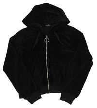Čierna zamatová prepínaci crop mikina s kapucňou Select