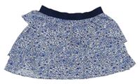 Bielo-modro-tmavomodrá kvietkovana vrstvená sukňa H&M