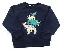 Tmavomodrá mikina s dinosaurami M&S