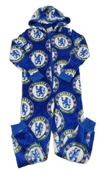Kobaltově modrá chlupatá kombinéza Chelsea FC s kapucí 