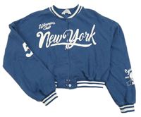 Modrá prepínaci crop mikina s nápisom H&M