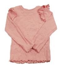 Světlerůžové žebrované triko s volánky F&F