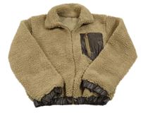 Béžová huňatá prepínaci mikina s vreckom