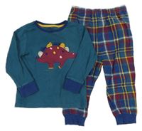 Modro-kostkované pyžamo s dinosaurem Next