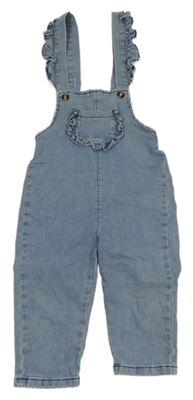 Modré laclové rifle s volánky Shein