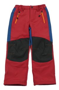 Červeno-modré softshellové funkční kalhoty 