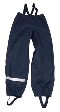 Tmavomodré šusťákové podšité kalhoty s odepínacími kšandami Tchibo