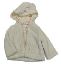 Smetanová plyšová propínací mikina s kapucí Pure Baby 