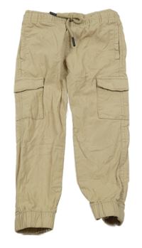 Béžové plátěné cargo kalhoty s kapsami Denim 