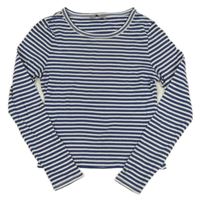 Tmavomodro-bílé pruhované crop triko M&S