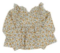 Bílá halenková tunika s kytičkami a volánky Next