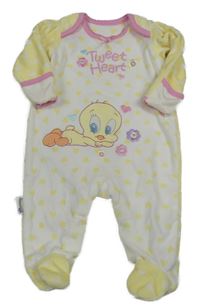 Žlto-biely zamatový overal s Tweetym George