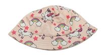 Svetloružový klobúk s jednorožcami