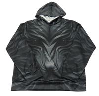 Čierno-sivá mikina s klokankou a kapucňou