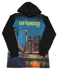 Černo-modrá mikina s městem a kapucí Arizona vel. 182