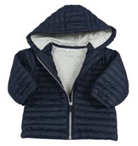 Tmvomodrá šusťáková prošívaná zateplená bunda s kapucí Next