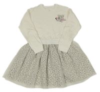 Smotanové teplákovo/tylové šaty s Minnií Primark