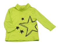 Limetkové triko s hvězdičkami a rolákem Topomini