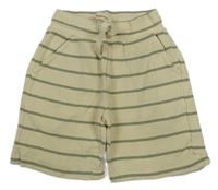 Smetanovo-khaki pruhované bavlnené kraťasy Primark