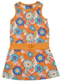 Oranžovo-farebné kvetované bavlnené šaty Topolino