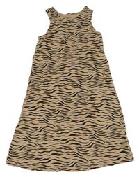 Béžovo-čierne vzorované bavlnené šaty Primark