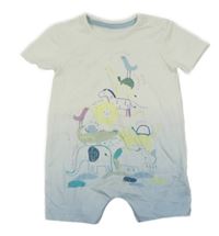 Bílo-světlemodrý kraťasový overal se zvířátky George