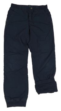 Tmavomodré plátěné podšité kalhoty Benetton