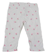Biele capri legíny s kvietkami So Cute