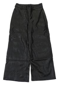 Černé koženkové wide leg kalhoty Primark